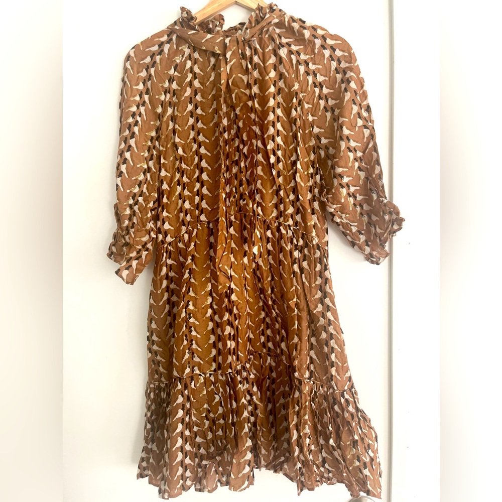 MIRTH brown 3/4 sleeve dress